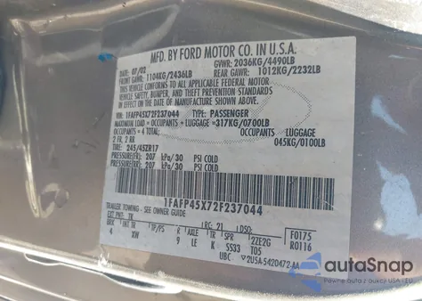 2002 Ford Mustang Gt Deluxe/Gt Premium из США, поврежденный, VIN 1FAFP45X72F237044